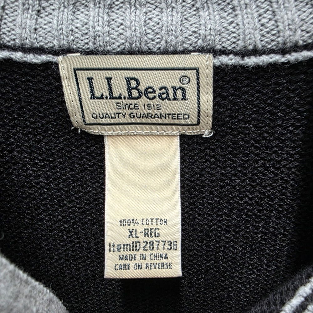 LL Bean Mens XL Navy Blue 100% Cotton Quarter Zip Pullover Sweater 287736 - Picture 3 of 6